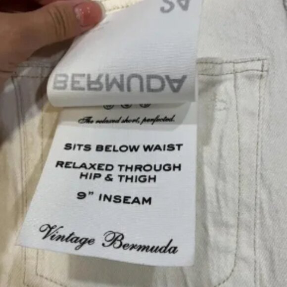 Rag & Bone Cotton Blend Denim Vintage Style Bermuda Shorts in Ecru - Picture 4 of 5